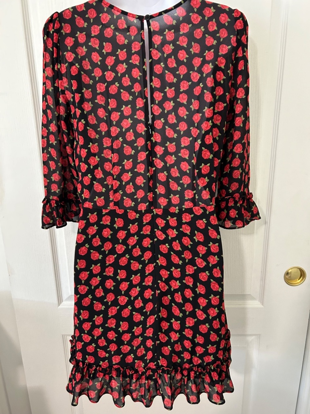 Dress Reformation Anthro Red Roses Ruffles Romantic - Picture 8 of 13